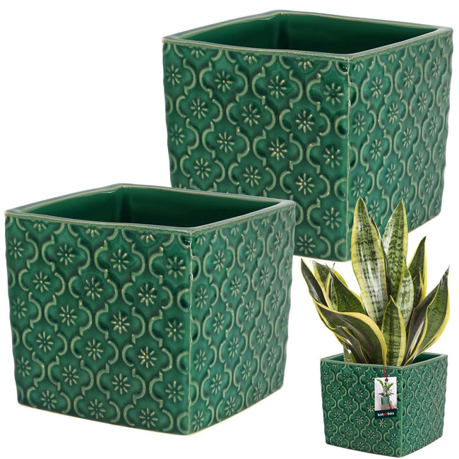 Keramický kvetináč vintage na kvety rastliny 13x13 cm sada 2 ks - Farba kobaltová