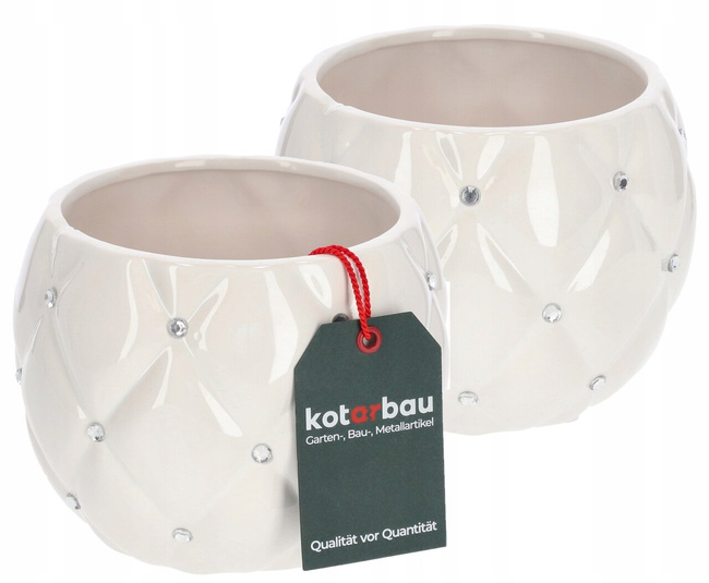 2x obal na kvetináč glamour keramický biely