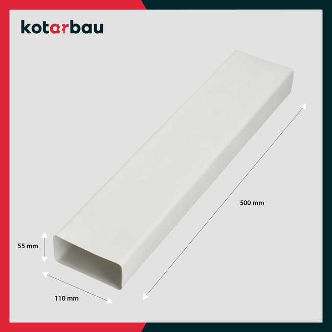 Plochý káblový ventilačný kanál 110x55 biely 50cm
